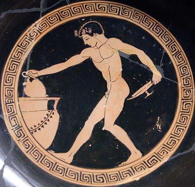 Image: Greek ceramic, ca. 490–480 BC, Louvre Museum.