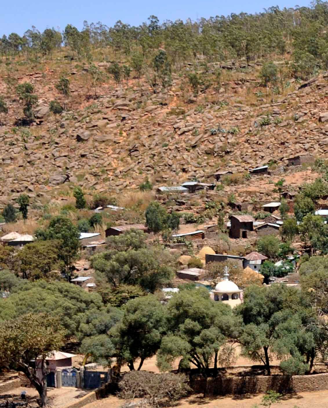 Hillside erosion following deforestation for firewood and overgrazing - Aksum, Ethiopia