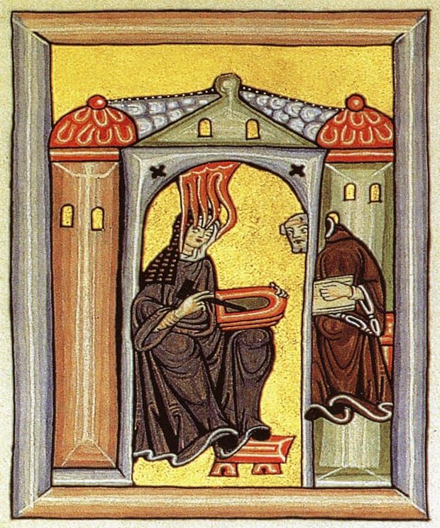 Image: Illumination from Scivias, by Hildegard von Bingen, ca. 1152.