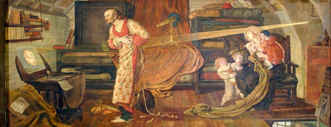 Image: ‘Crabtree watching the Transit of Venus A.D. 1639’ by Ford Madox Brown; a mural at the Town Hall of Manchester, UK.