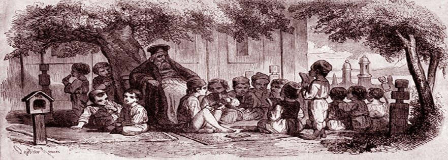 Image: Charles Doussault, ‘A class in the open’, wood engraving, approx. 1842.