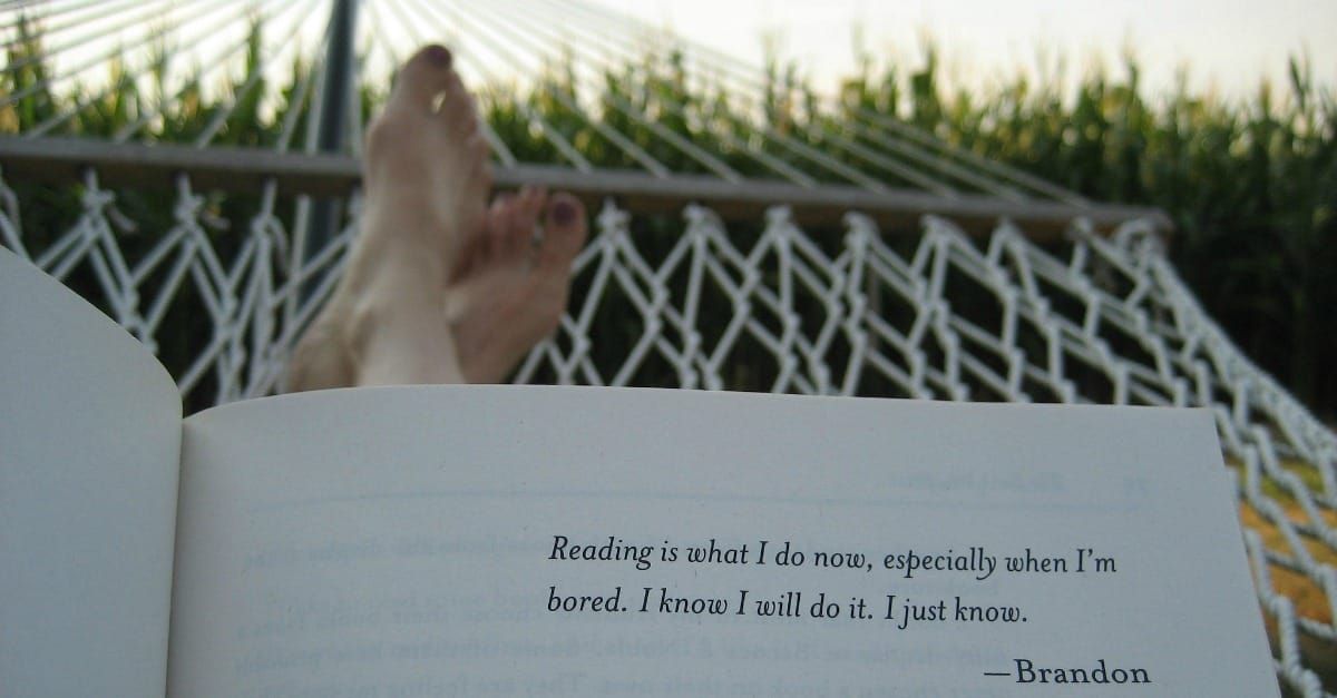Reading in a hammock