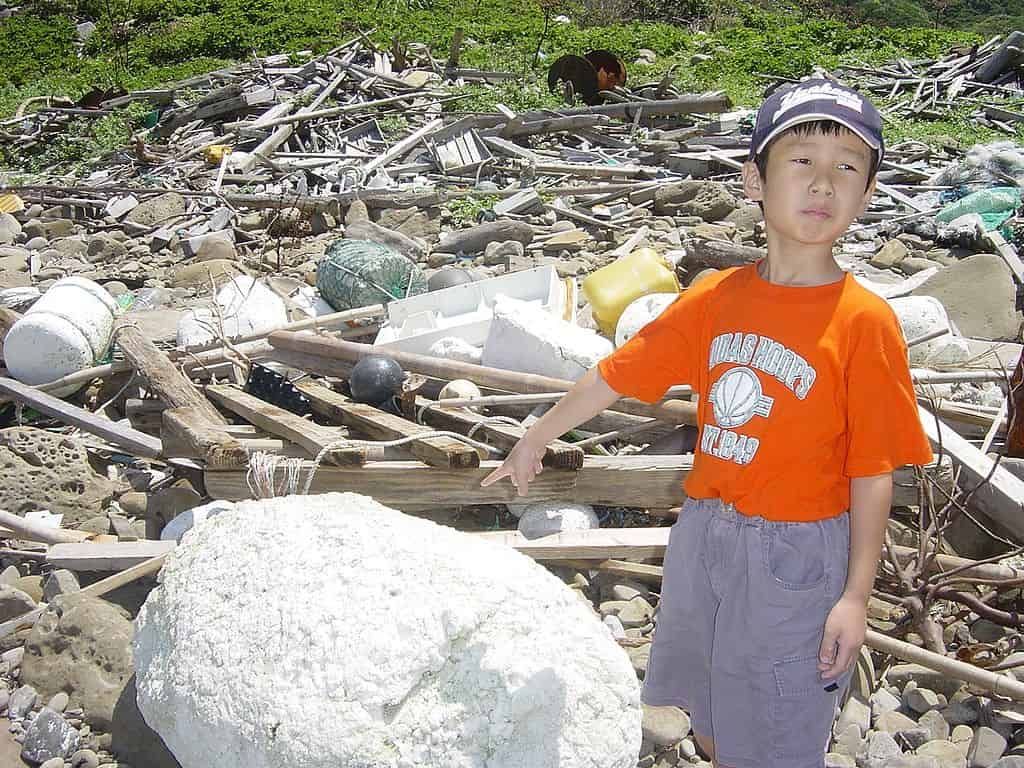 An example of the plastic polluted coast of Japan.