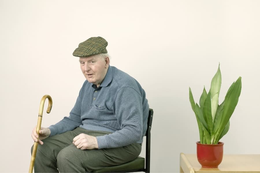 Old man and a plant