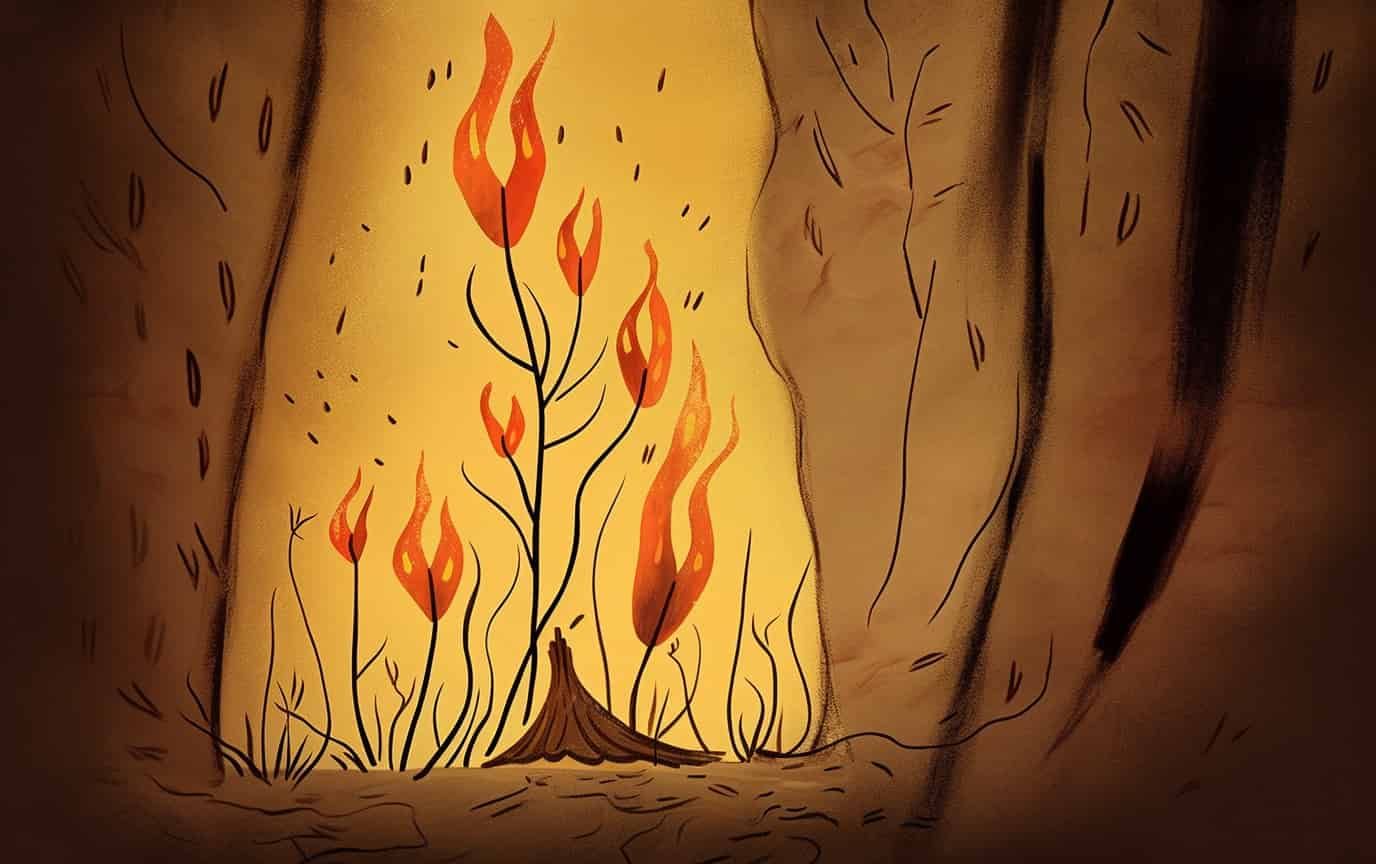 A cartoon of plant art on a cave wall, and you don't know how long it took to persuade the computer to generate it.