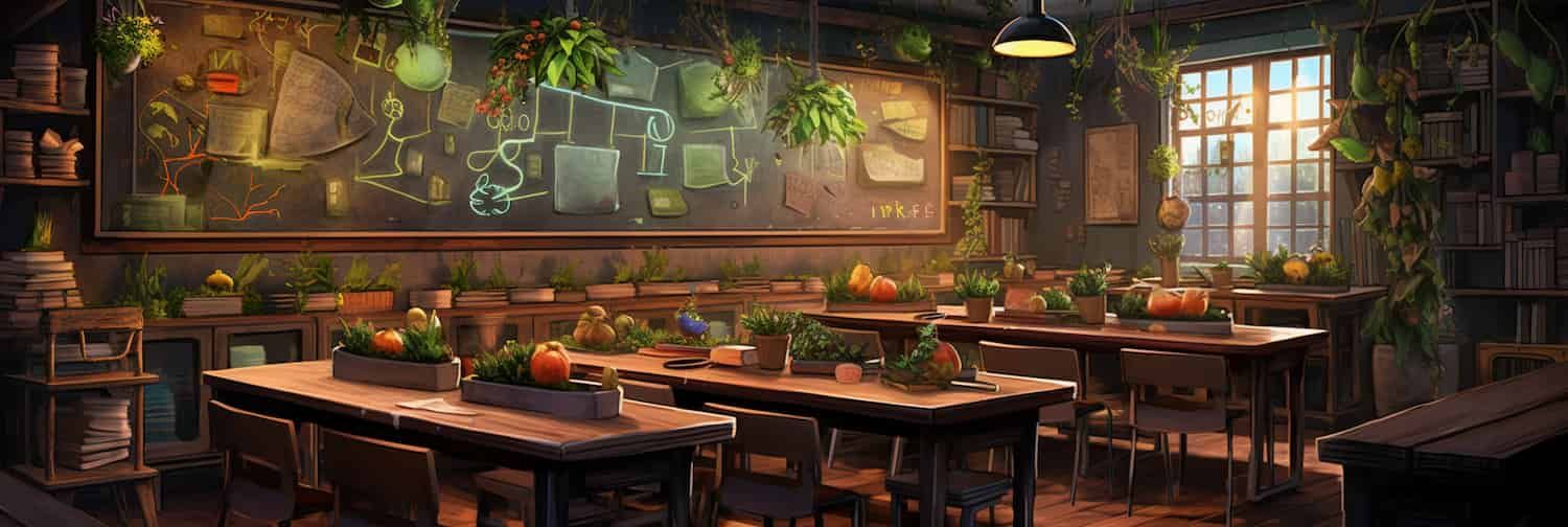 Plantes numériques dans un matériel d'apprentissage en classe généré par ordinateur par cœur.