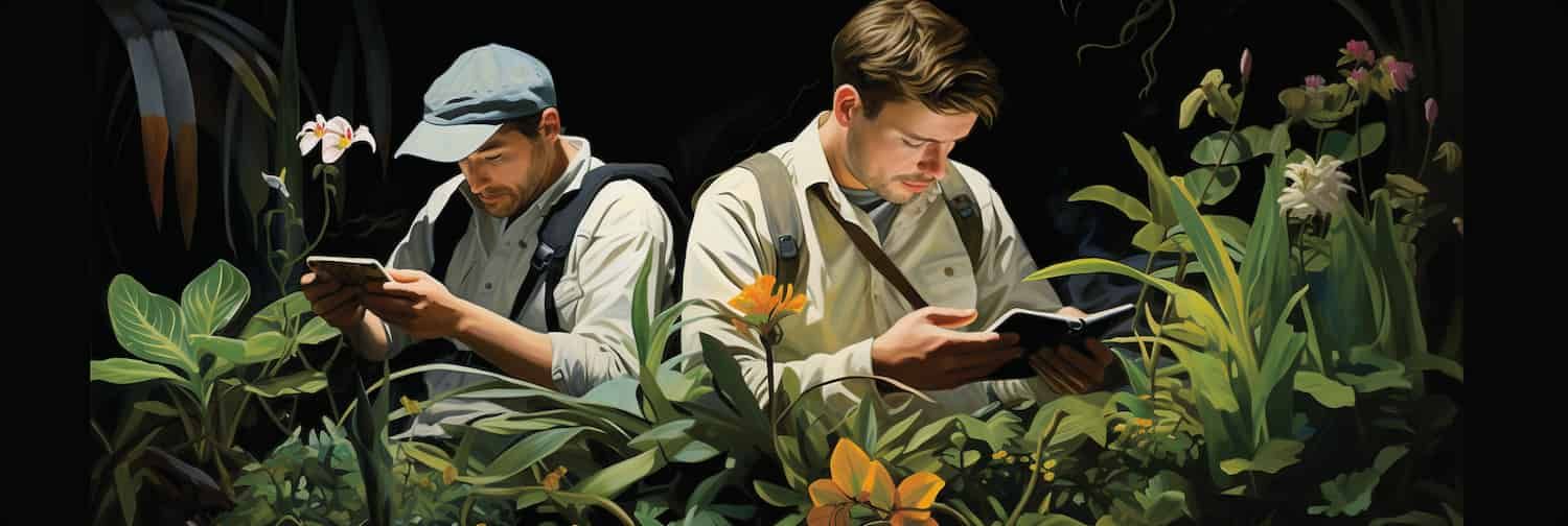 Digital botanists in a computer-generated herbarium