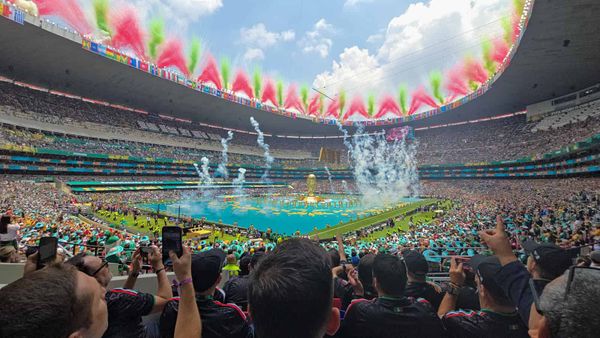 Opening ceremony at the Estadio Azteca, Mexico City.