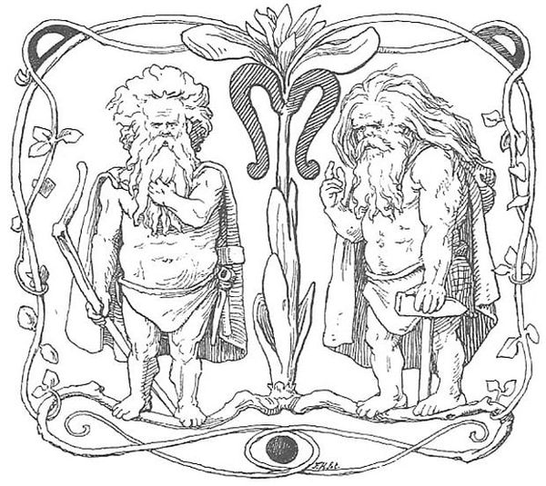 Image: Loren Frølich, from Den ældre Eddas Gudesange by Karl Gjellerup, 1895.