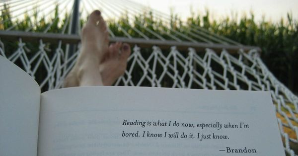 Reading in a hammock