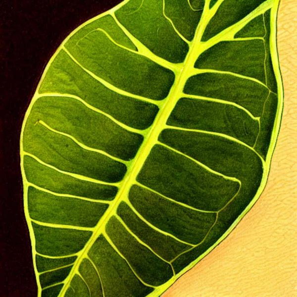 A stylised leaf, one side facing the light and the other the dark.