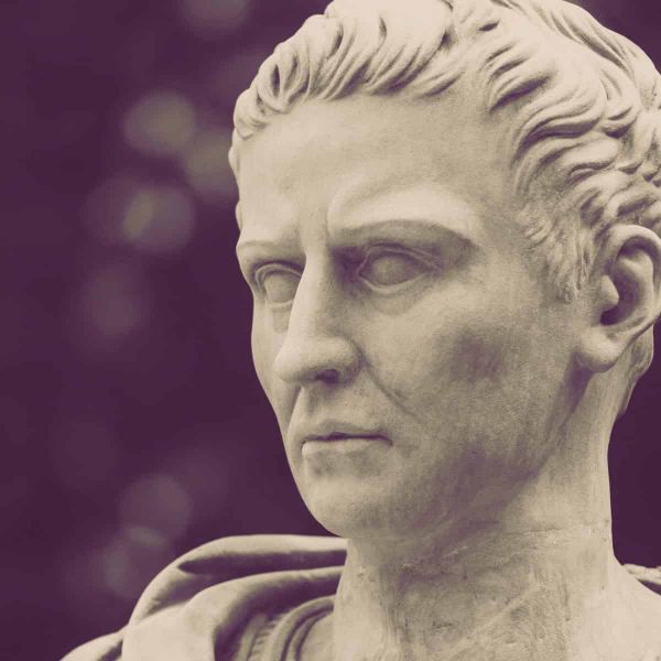 A marble statue of Caligula, staring blank-eyed at the future.