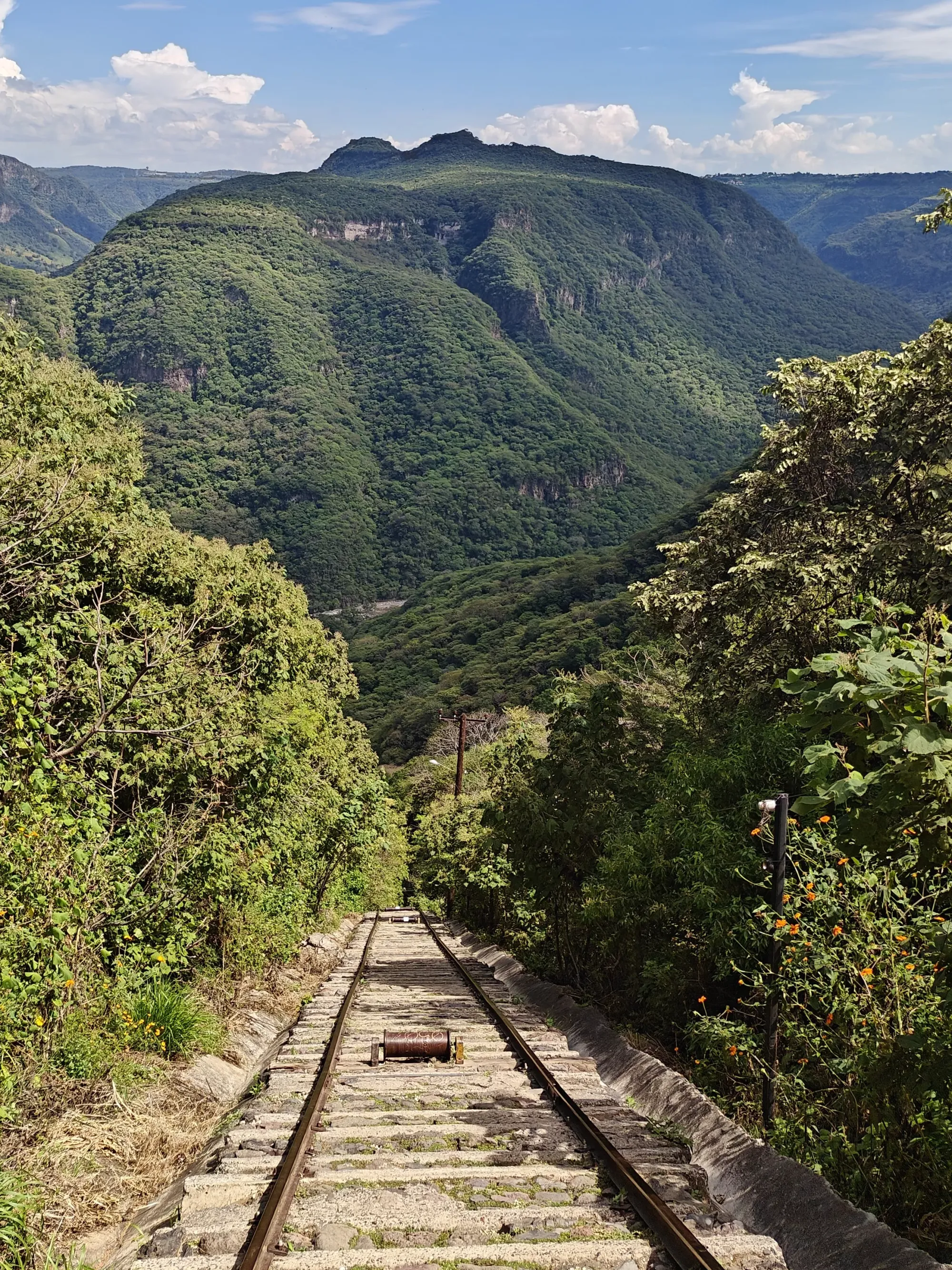 Climbing the railway back up to the starting point)
