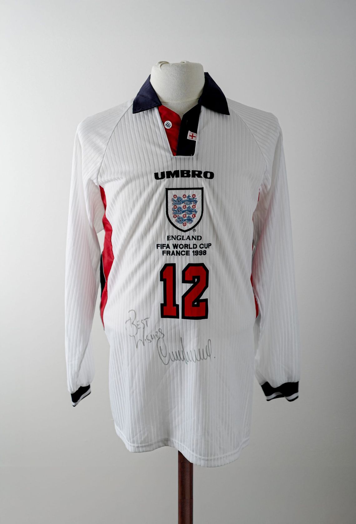 Neville Match Issued World Cup 1998 England Shirt - Lilywhite Collection match-worn Tottenham shirt