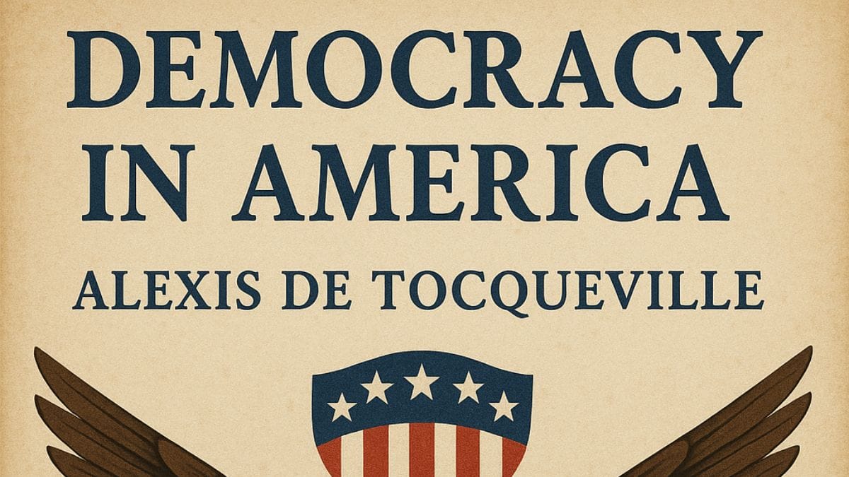 Democracy in America by Alexis de Tocqueville conceptual book cover