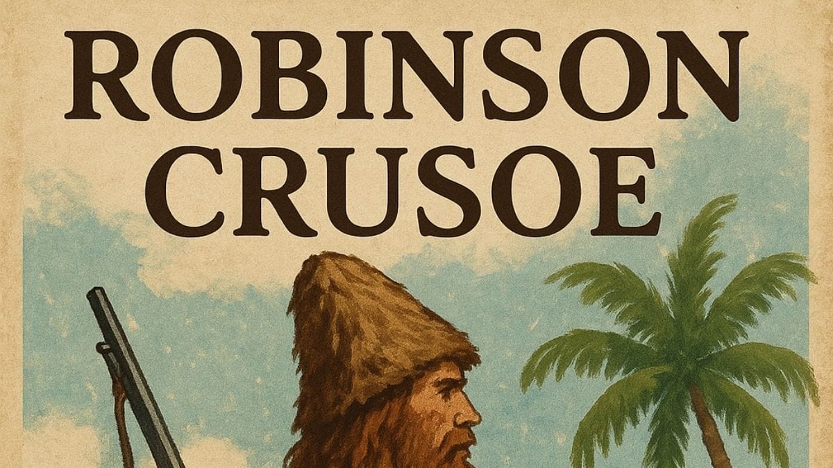 Robinson Crusoe by Daniel Defoe conceptual book cover