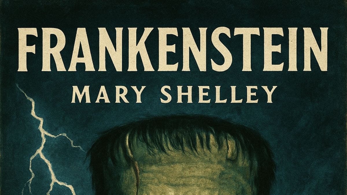 Frankenstein by Mary Shelley conceptual book cover