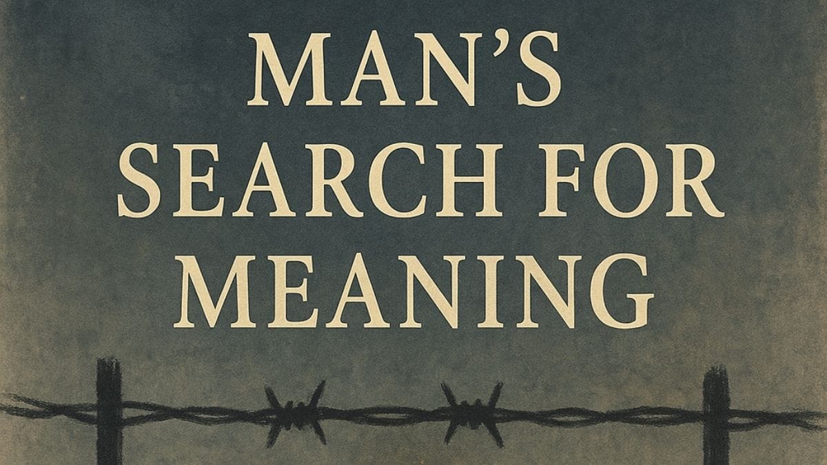 Man’s Search for Meaning by Viktor E. Frankl conceptual book cover