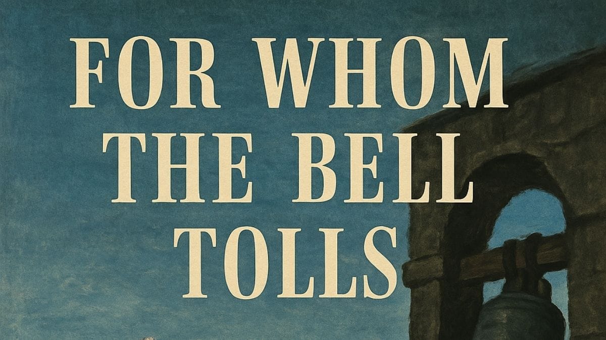 For Whom the Bell Tolls by Ernest Hemingway conceptual book cover