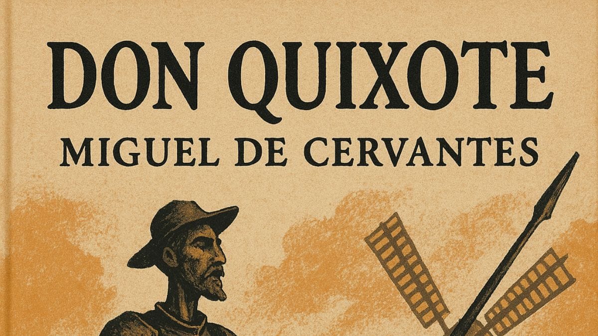 Don Quixote by Miguel de Cervantes conceptual book cover