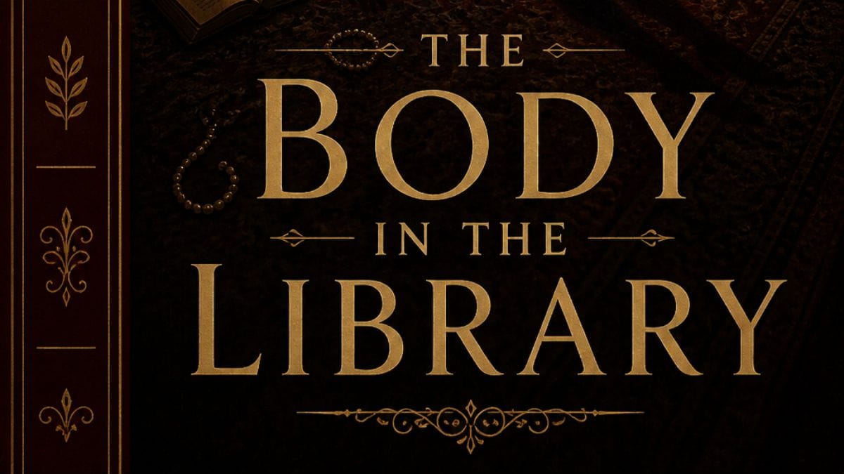 The Body in the Library by Agatha Christie conceptual book cover