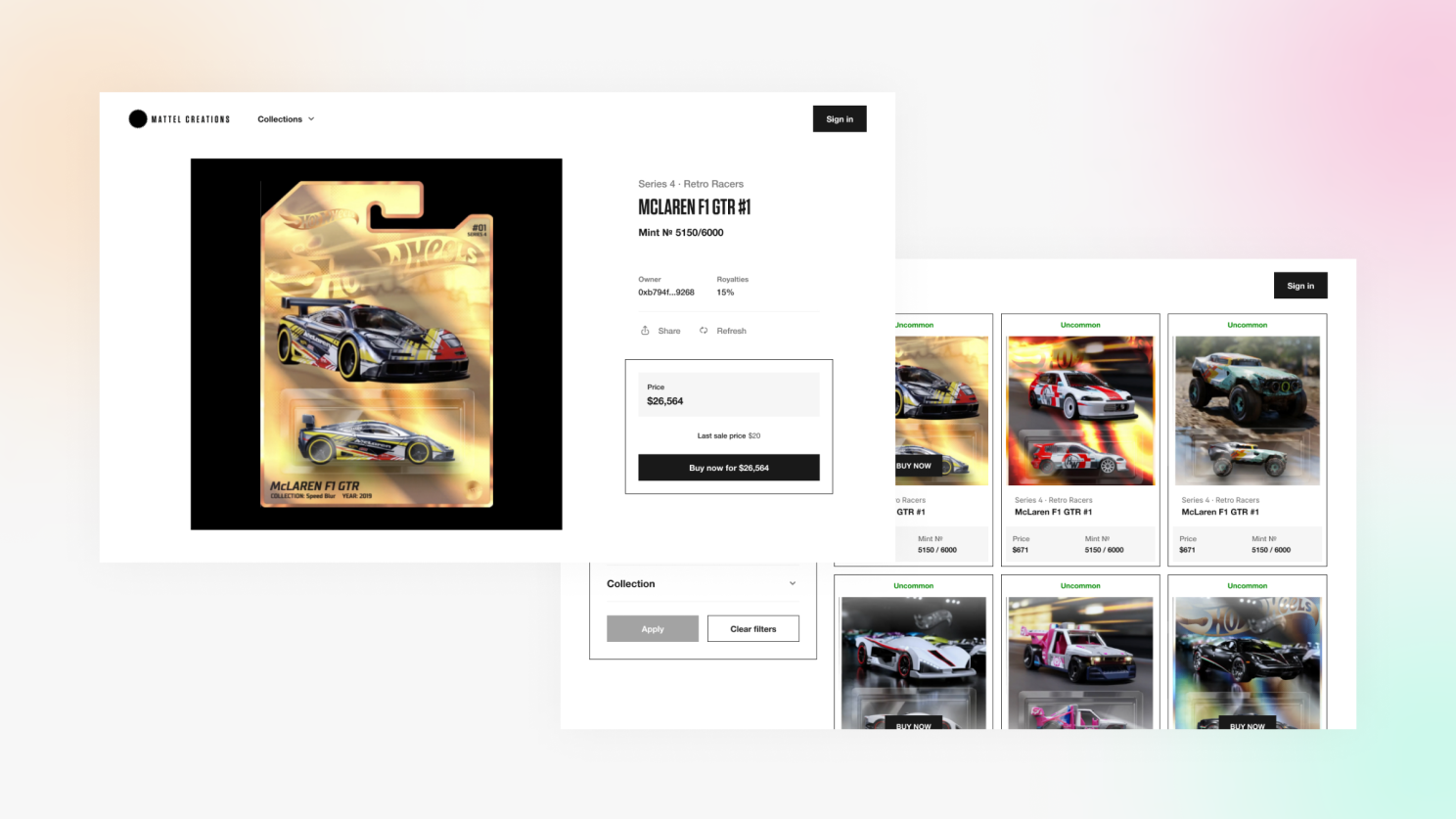 Mattel Creations NFTs HotWheels Web3 RaribleX