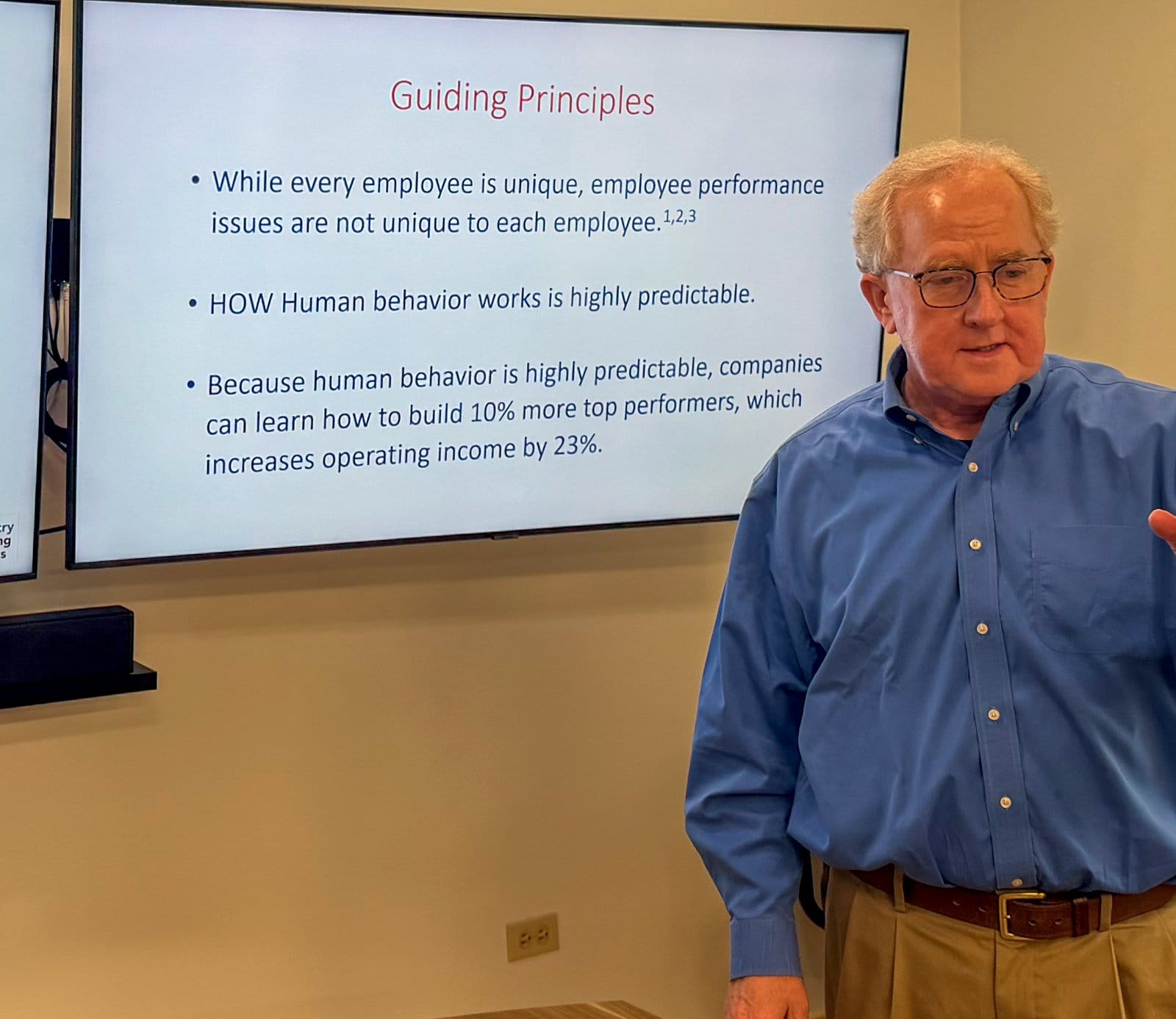 Jim Connolly presenting the guiding principles behind the work