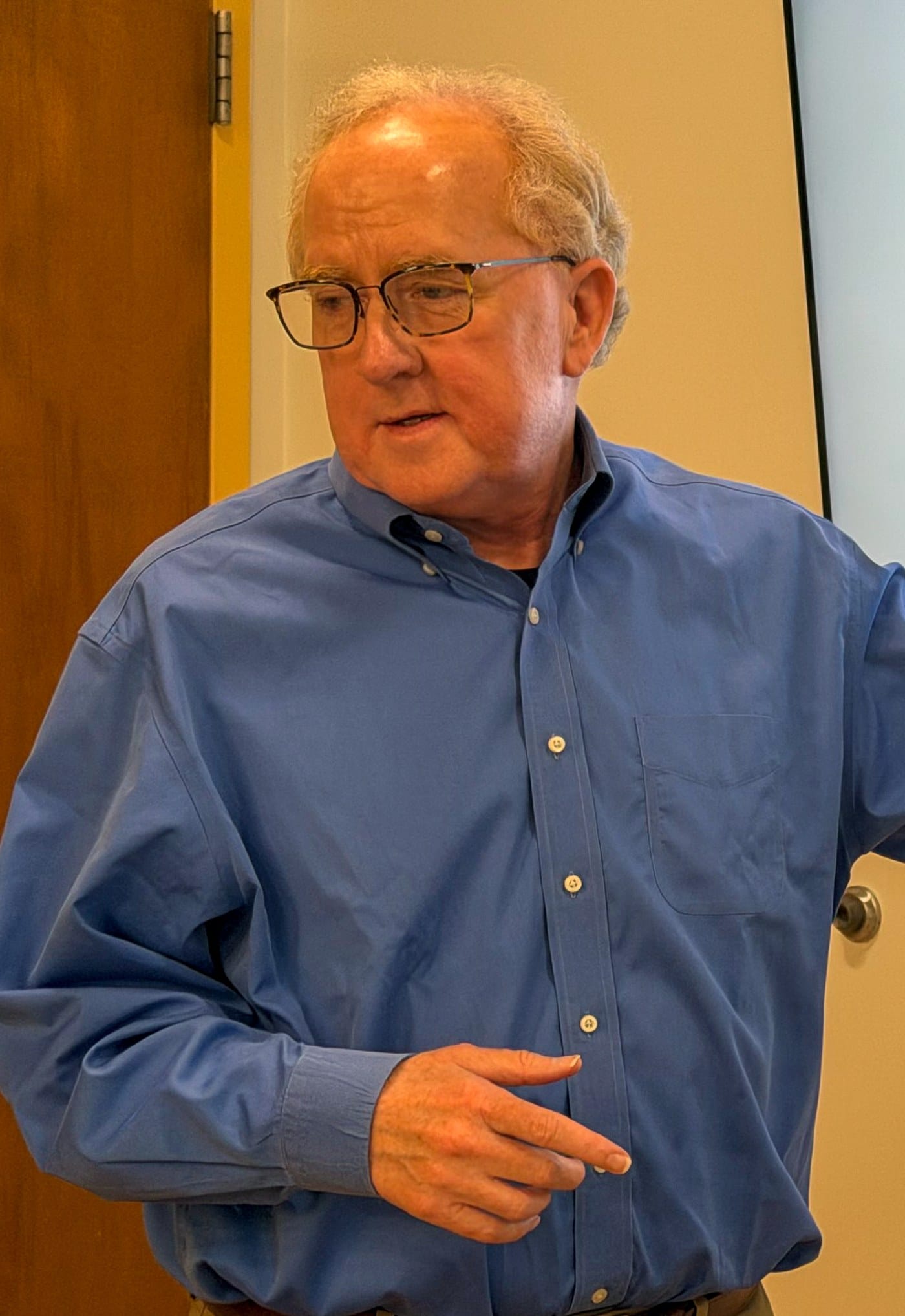 Jim Connolly mid-explanation during a working session