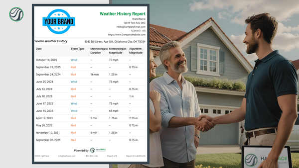 Contractor using a branded weather history report with a homeowner 