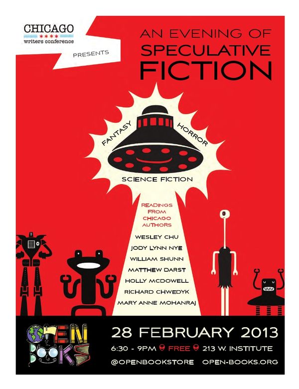 An Evening of Speculative Fiction, Open Books Bookstory, Thursday, February 28, 2013