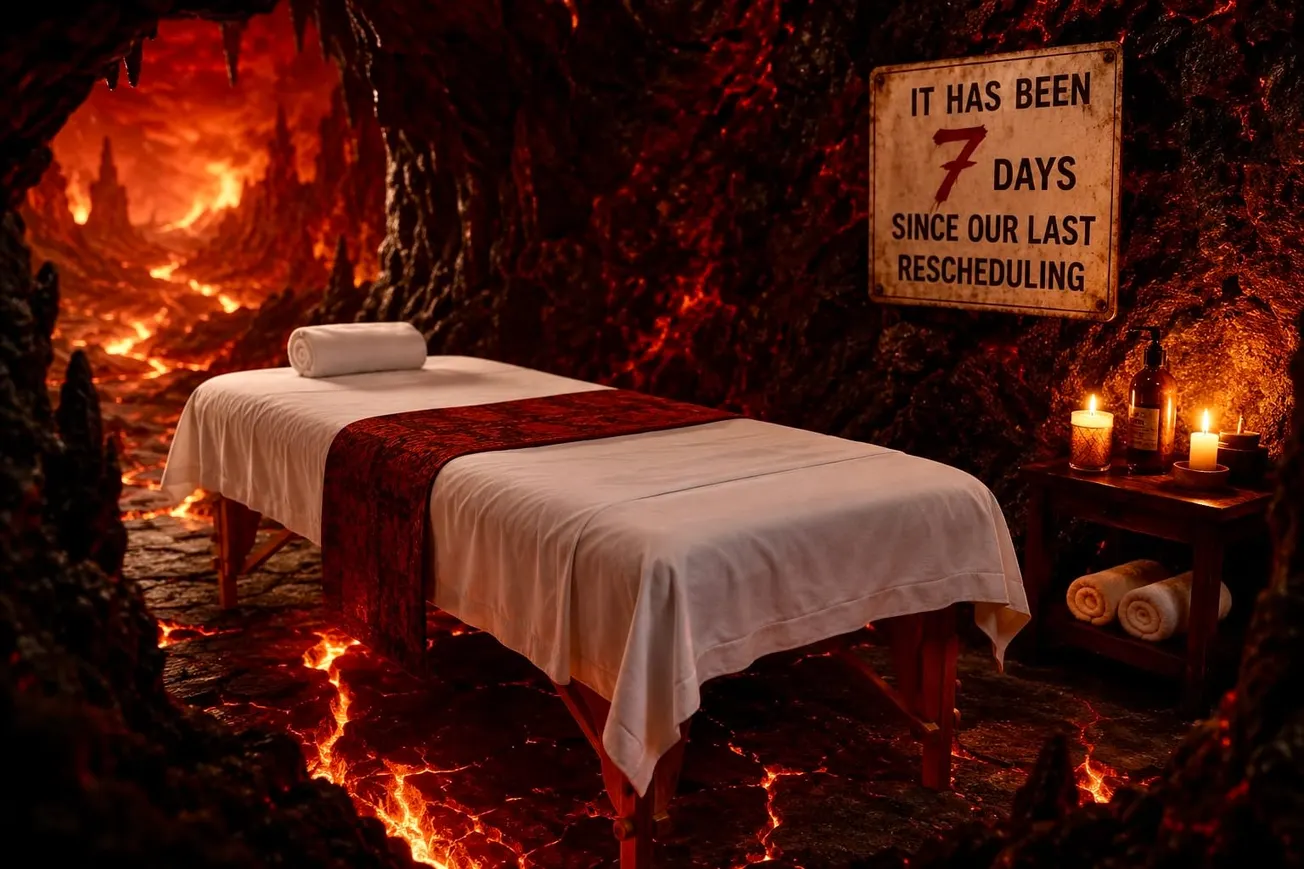 Epstein Keeps Moving Satan's Massage to 'Next Tuesday'