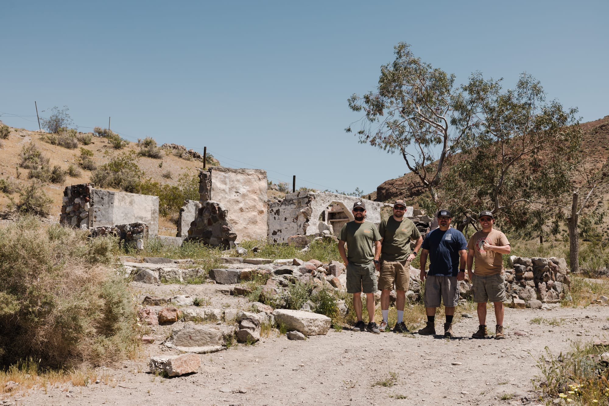 My friends posing in front of Barker Ranch, Death Valley