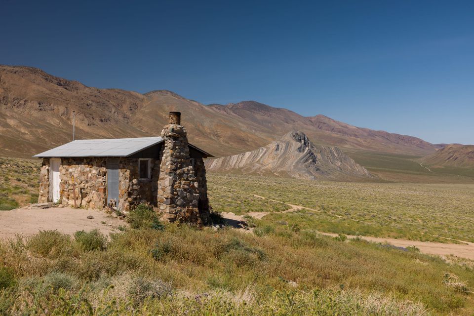 Striped Butte behind Geologist Cabin in Death Valley, California