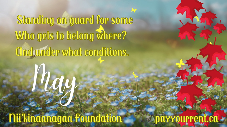 spring flowers Standing on guard for some. Who gets to belong where? And under what conditions. May. Nii'kinaaganaa Foundation   payyourrent.ca