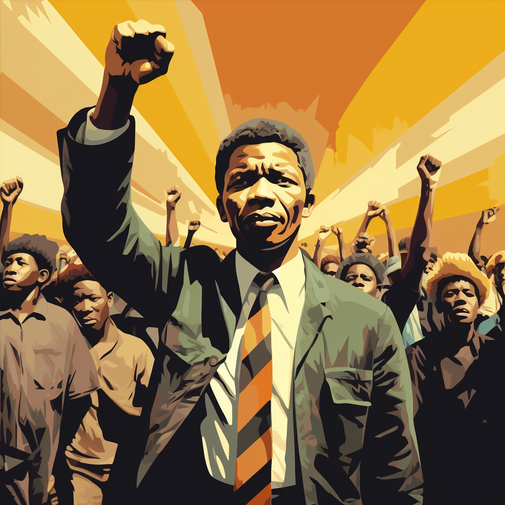 Nelson Mandela addressing a diverse audience