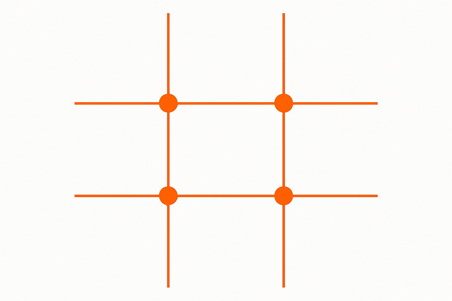 A diagram showing the rule of thirds grid: two evenly spaced vertical lines and two evenly spaced horizontal lines dividing the image into nine equal rectangles.
