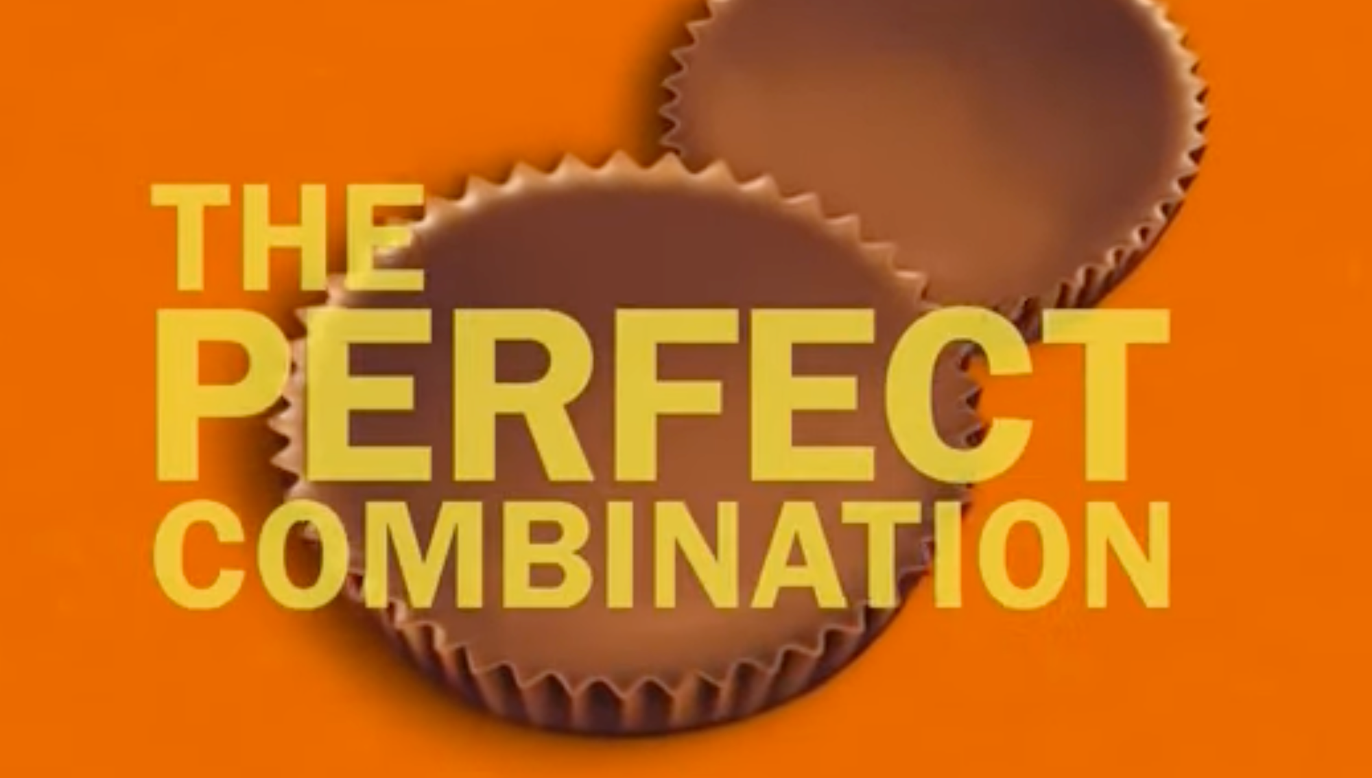 "the perfect combination" and an image of reese's peanut butter cups