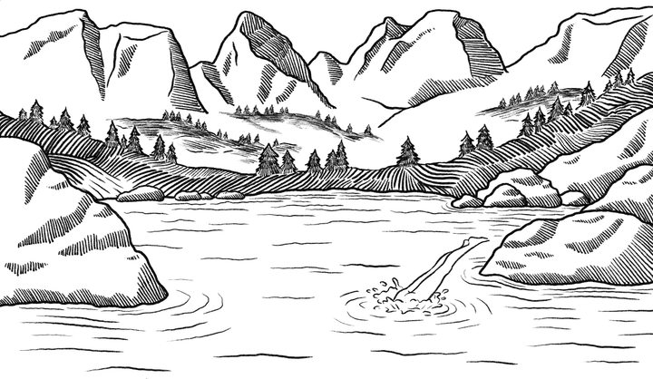 skinny dipping in a lake in the mountains (By: Hedy Zhou)