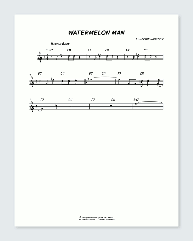 Image 2: Watermelon Man Sheet Music; Article: How to Read Lead Sheets