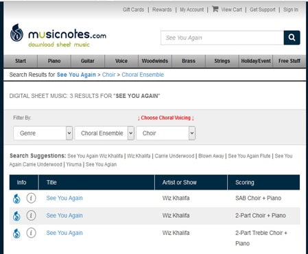 Search Results Choral