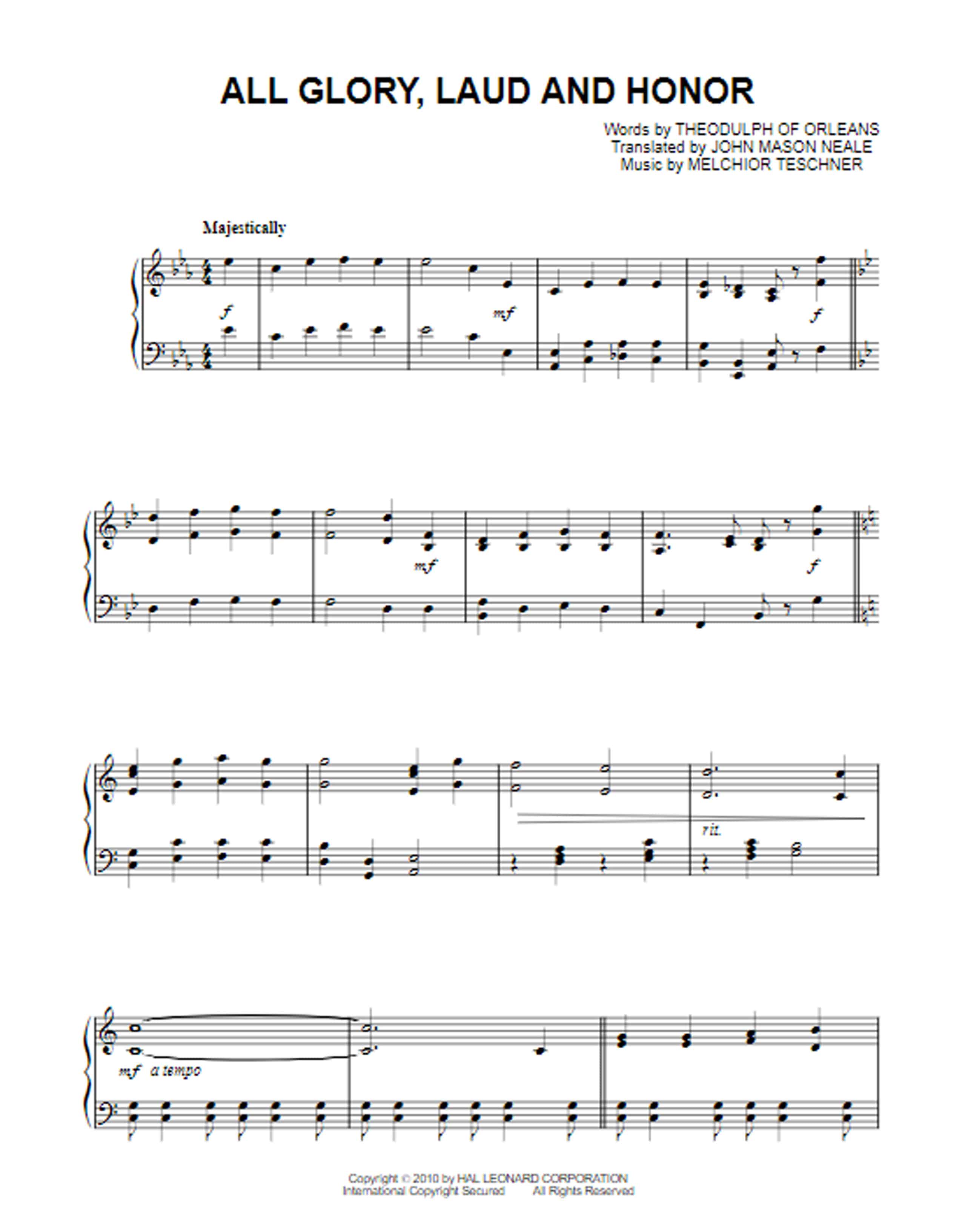 All Glory, Laud and Honor - Musicnotes