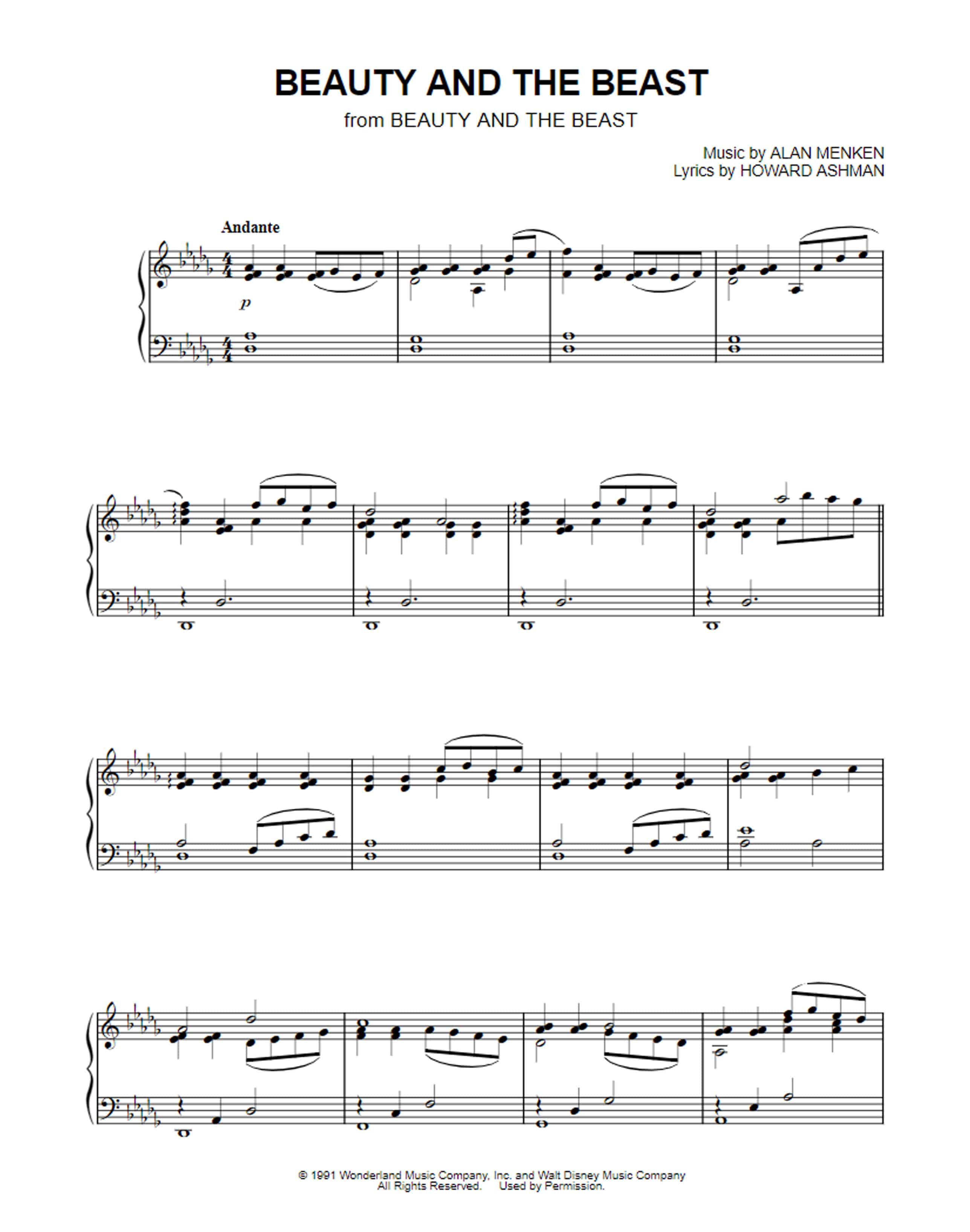 Beauty and the Beast Intermediate Piano