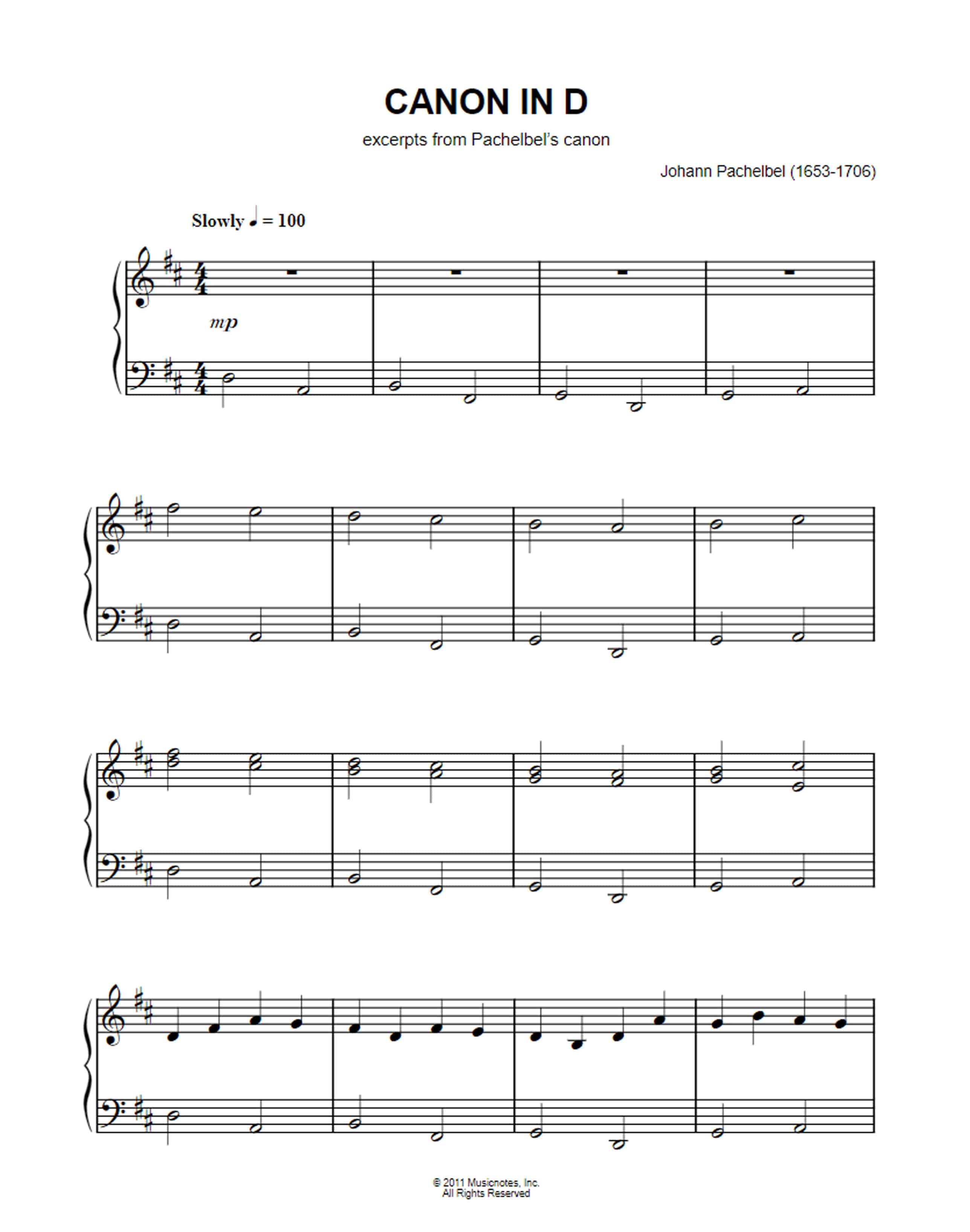 Canon in D Easy Piano