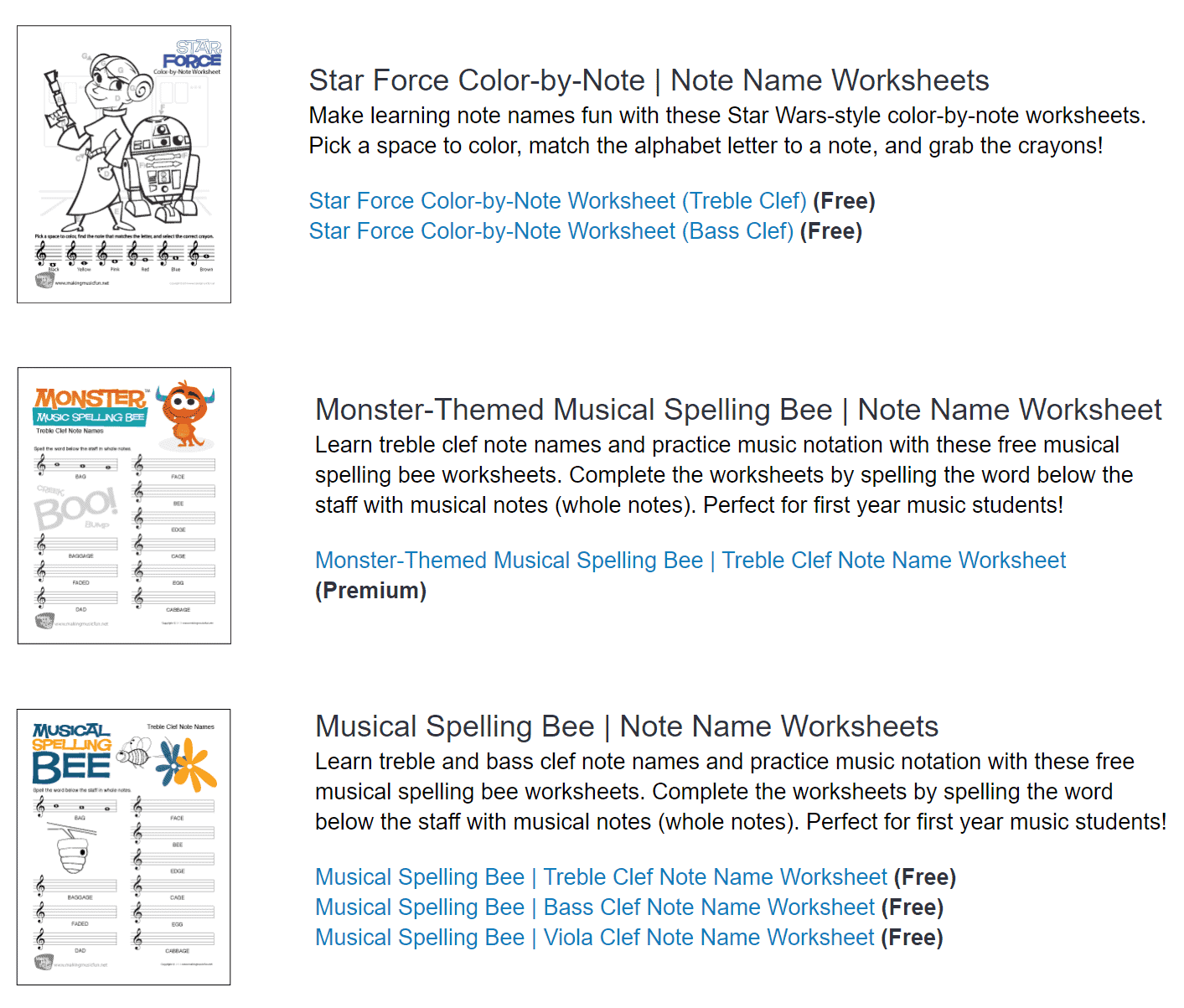 MakingMusicFun Worksheets