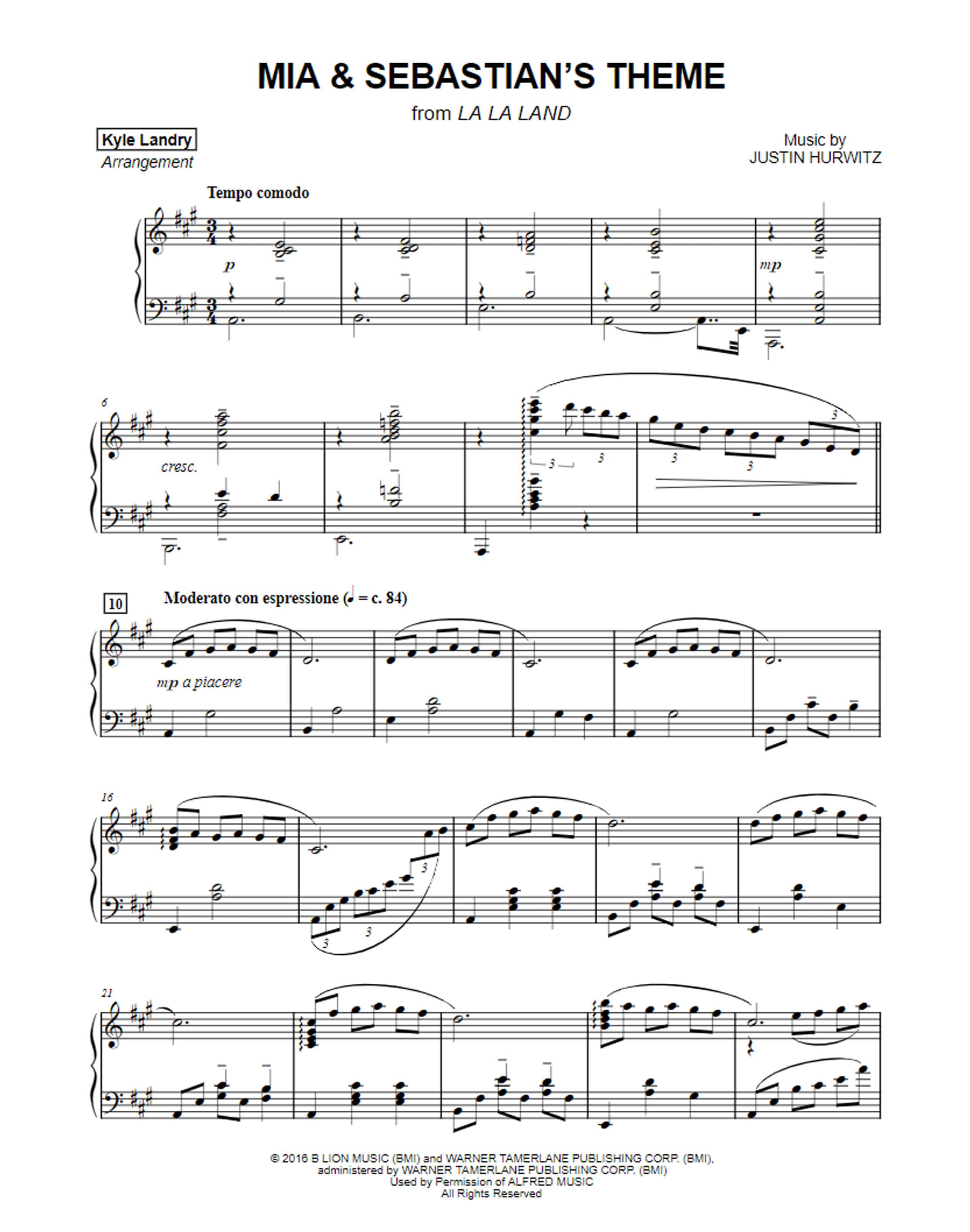 Mia and Sebastian's Theme Advanced Piano