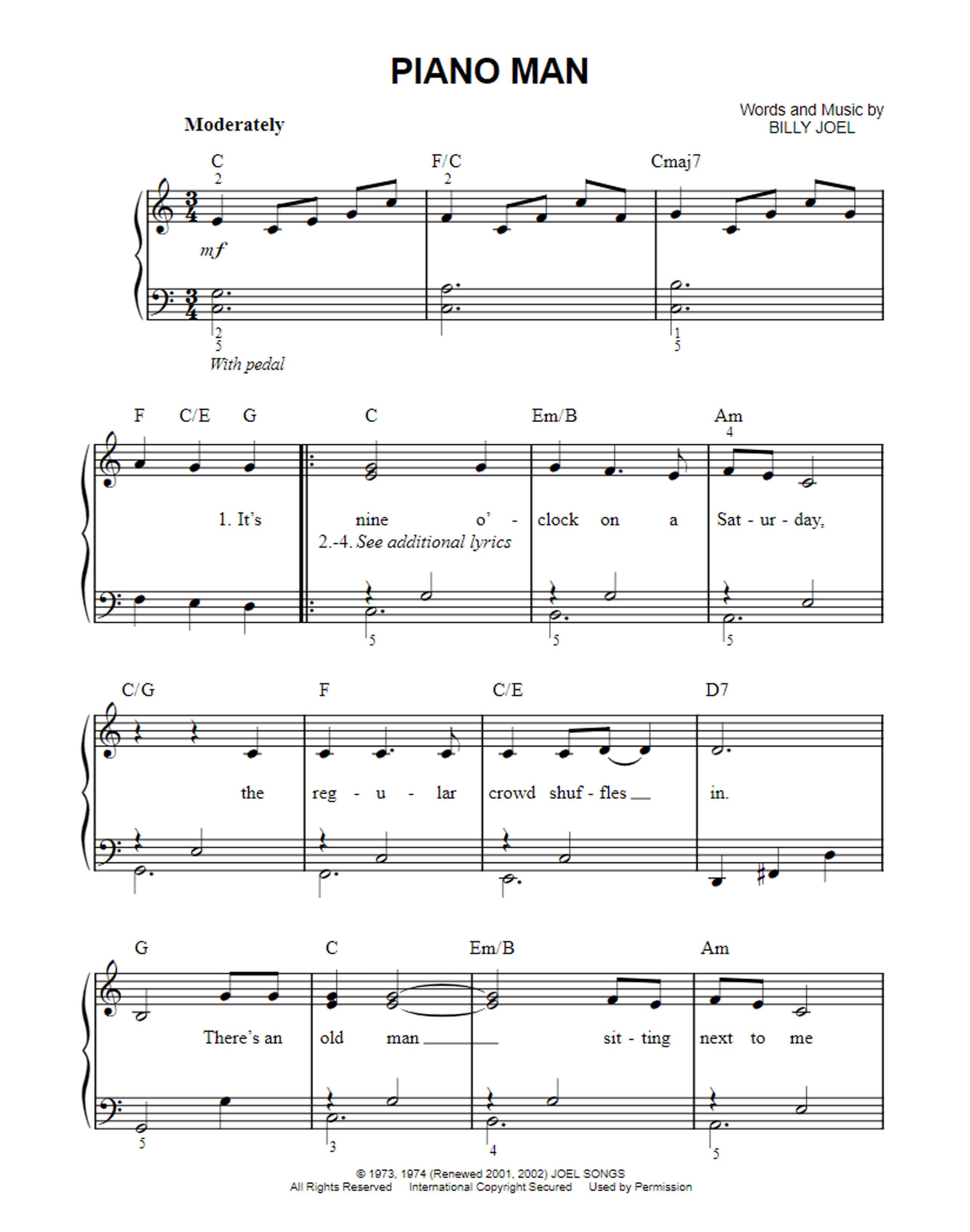 Piano Man Easy Piano