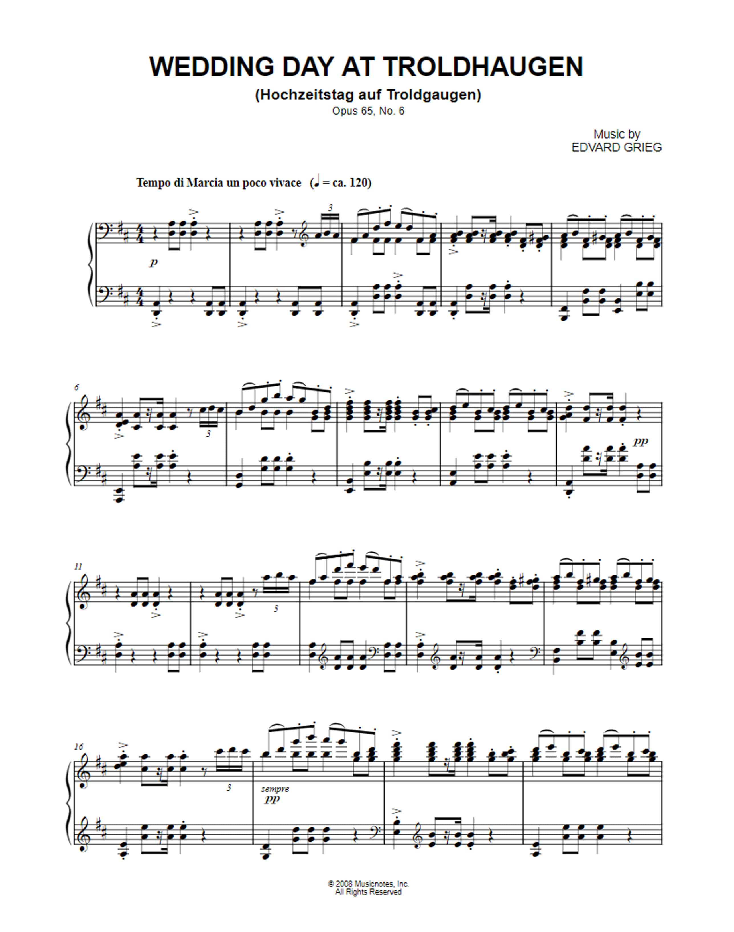 Wedding Day at Troldhaugen Intermediate Piano