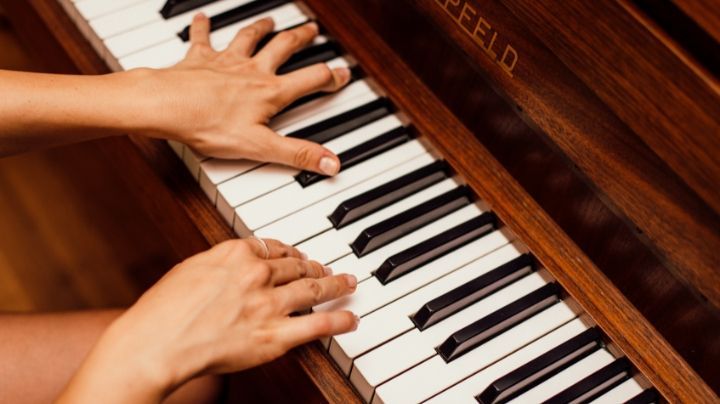 practicing piano