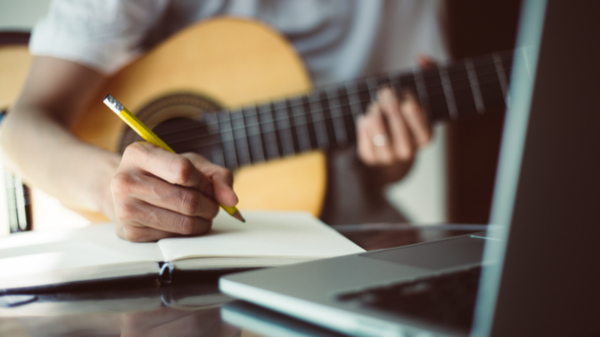 writing music; guitarist