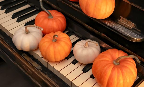 pumpkins on piano